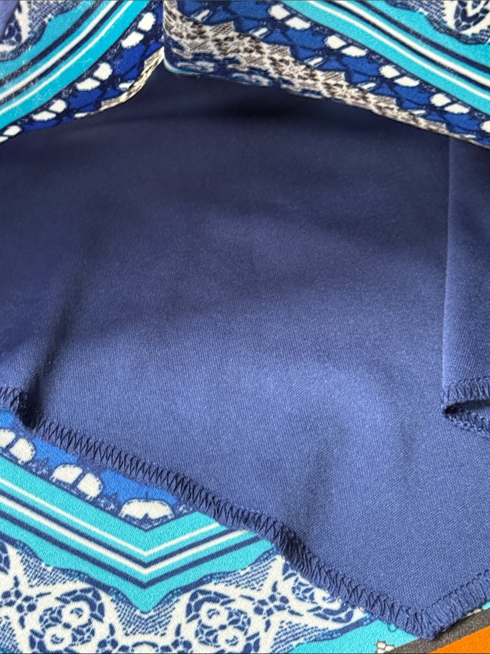 Boho Chevron Print Handkerchief Hem Tank Top - Blue/Multi women’s size small - Picture 9 of 14